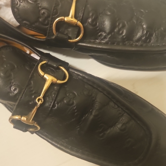 Gucci Tom Ford Era GG Monogram Black Embossed Leather Loafers Size 11.5 - Picture 10 of 14